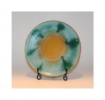 Turquoise Green and Yellow Dinner Plate
