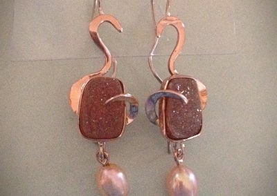 Natural Drusy Rose Gold Earrings