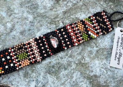 Handwoven Lake Superior Thomsonite Cabochon Tapestry Bracelet